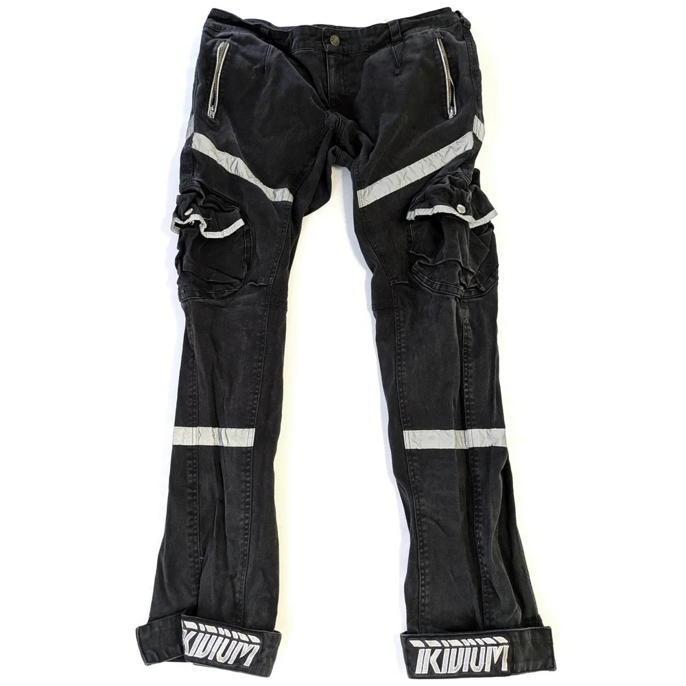 Iridium Mens Black Reflective Cargo Pants Techwear Streetwear Size L (34x31)